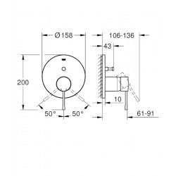 Essence mitigeur mécanique 2 sorties avec inverseur, finition Hard Graphite Brossé (24058AL1)  Essence mitigeur mécanique 2 sorties avec inverseur, finition Hard Graphite Brossé (24058AL1)