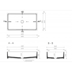 Cemento vasque à poser en béton ciré 64x36,5 cm, finition anthracite mat sans trop-plein (CEM6437A)