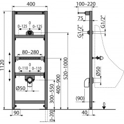 Bâti-support pour urinoir 112cm (A107/1120)