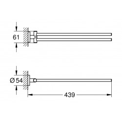 Essentials Lot de 2 patères murales fixation invisible + Double barre porte-serviettes métal (40364001 + 40371001)