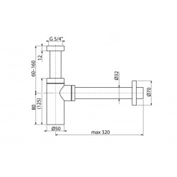 Siphon pour lavabo universel design 100% métal blanc (A400B)