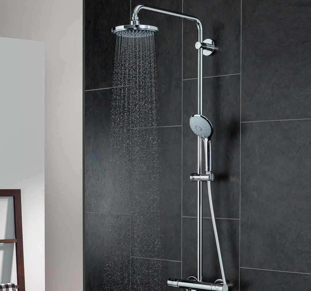 Kan weerstaan Kwade trouw Aktentas Grohe Euphoria System 180 Colonne de douche avec mitigeur thermostatique +  accessoire anticalcaire WashBal offert (27296001) - Livea Sanitaire