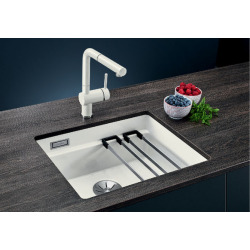 Evier ETAGON-U 500-U Céramique PuraPlus avec grande cuve à étages 54x45.6 + 2 rails + siphon inclus, Noir (525155)