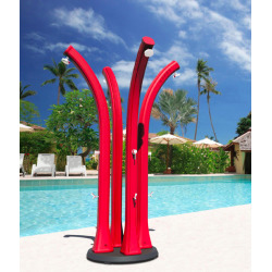 Douche solaire anthracite avec rince-pieds, réservoir 23 L, pour jardin et piscine, Arkema Happy (H120/7016)