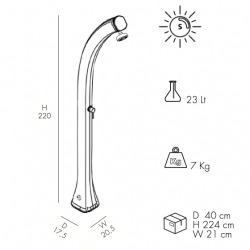 Douche solaire anthracite avec mitigeur, réservoir 23 L, pour jardin et piscine, Arkema Design (H100/7016)