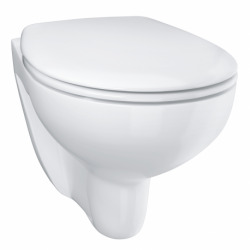 Pack WC Bâti Duofix + Cuvette suspendue Grohe Bau Ceramic + Abattant déclipsable + Plaque blanche (BauGeb3)