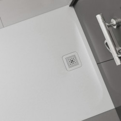Pro Receveur de douche en gel coat Marbond, extra-plat, carré, évacuation sur le côté 100x100, Blanc mat (H2119520000001)