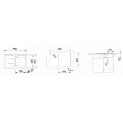 Evier IDESSA 45S en céramique blanc cristal avec égouttoir gauche 78x50 (514498)