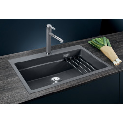  Evier ETAGON 8 PuraDur en Silgranit 78x51cm avec cuve à étages + 2 rails en inox inclus, Noir (525893)