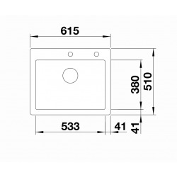 Evier PALONA 6 PuraDur en céramique avec vidage automatique 61.5x51cm, noir (524738)