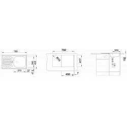 Blanco Evier Flex Mini en Acier inoxydable à encastrer 78x43.5cm réversible 