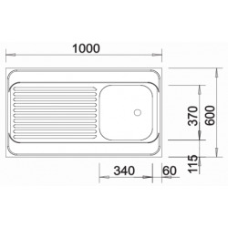 Blanco Evier R-ES en Acier inoxydable 100x60cm réversible, pose cadre bois (510503)