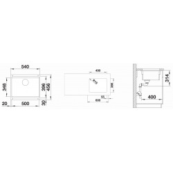 Blanco Evier Etagon 500-U en Céramique PuraPlus sous-plan 54x45.6cm, Blanc cristal (525149)