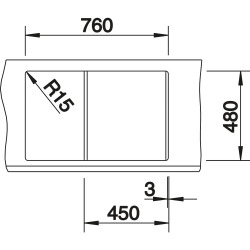 Type Metra en Silgranit à encastrer 78x50cm, Béton-style (525311)