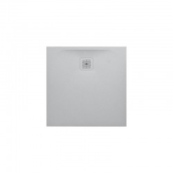 Pro Receveur de douche en gel coat Marbond, extra-plat, carré, évacuation sur le côté du receveur 80x80, gris