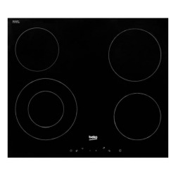 Plaque de cuisson vitrocéramique avec 4 feux + double zone, fonction d'arrêt automatique 58x81cm, Noir (HIC64401)