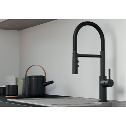  Catris-S Flexo Mitigeur pour évier avec douchette double jet et bec orientable à 360°, Noir mat (525793)