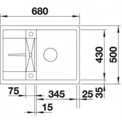 Evier METRA 45 S Compact PuraDur en Silgranit, réversible avec vidage automatique, 68x50 cm, Blanc (519576)