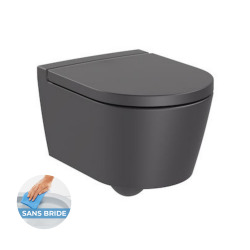 Inspira Ensemble Cuvette suspendue compacte sans bride + Abattant soft close, Onyx (SetInspiraOnyx)