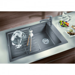 Evier Elon XL 8 S PuraDur en Silgranit avec vidage manuel 86x50cm, Noir (525886)