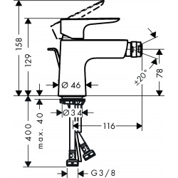  Talis E Mitigeur bidet avec tirette et vidage, Aspect Doré poli (71720990)