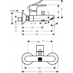 Talis E Mitigeur bain/douche avec Limiteur de température, Blanc mat (71740700)  Talis E Mitigeur bain/douche avec Limiteur de température, Blanc mat (71740700)