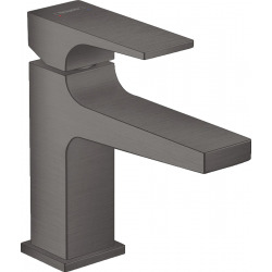 Hansgrohe Metropol Mitigeur de lavabo 100 poignée manette bec court, bonde Push-Open, Noir Chromé brossé (32500340)