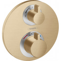 Hansgrohe Ecostat S Set de finition pour mitigeur thermostatique encastré avec robinet d’arrêt et inverseur, Bronze brossé (15758140)