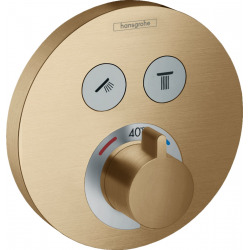 Hansgrohe ShowerSelect S Set de finition pour mitigeur thermostatique encastré avec 2 fonctions, Bronze brossé (15743140)