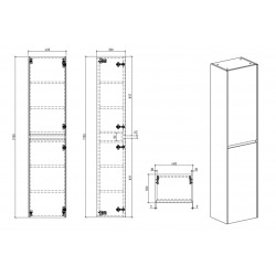 Verona Armoire haute bois clair avec deux portes, 40x30x170cm (VERONAV40SD)