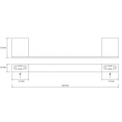  Nero Porte serviette en Laiton 60cm Noir (135004040)