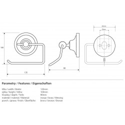  Ricordi Porte-papier toilette en Laiton, Bronze (OPTIMARIC26BR)