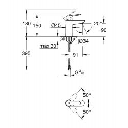 Start Edge Mitigeur monocommande lavabo 1/2" taille S, Chrome (23344000)  Start Edge Mitigeur monocommande lavabo 1/2" taille S, Chrome (23344000)