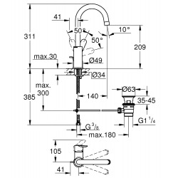  Start Edge Mitigeur monocommande 1/2" lavabo taille L, Chrome (23776000)