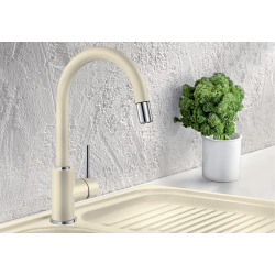  Mitigeur MIDA-S Silgranit-Look avec bec orientable à 360° + Douchette extractible, Anthracite (521455)