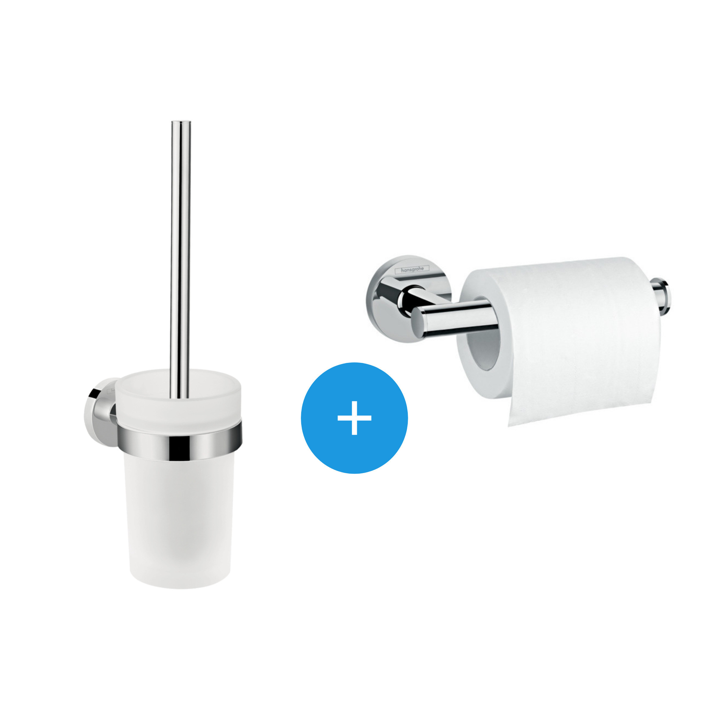 Hansgrohe Logis Universal - Pack support de rouleau de rechange + Brosse  WC, Chrome (41722000-DUOLOGIS3) - Livea Sanitaire