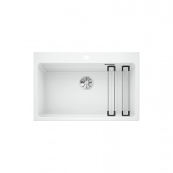 Evier ETAGON 8 PuraDur en Silgranit 78x51cm avec cuve à étages + 2 rails en inox inclus, Blanc (525191)