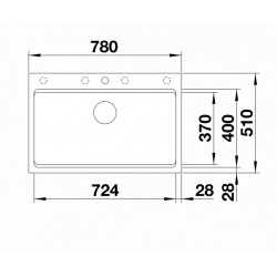 Evier ETAGON 8 PuraDur en Silgranit 78x51cm avec cuve à étages + 2 rails en inox inclus, Blanc (525191)