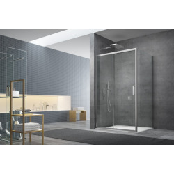  Tex Porte coulissante de douche verre trempé transparent avec glissières silencieuses 100x195cm, Chrome (SIKOTEXD100CRT)