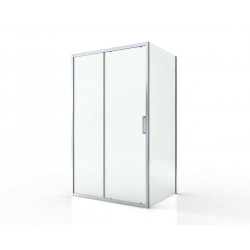 Tex Porte coulissante de douche verre trempé transparent avec glissières silencieuses 100x195cm, Chrome (SIKOTEXD100CRT)