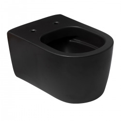 Geberit Pack WC Bâti-support avec Cuvette noire Alfa rimless fixations invisibles + Abattant + Plaque blanche (BlackAlfaGeb1)