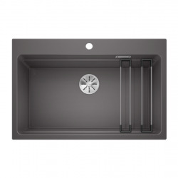 Evier ETAGON 8 PuraDur en Silgranit 78x51cm avec cuve à étages + 2 rails en inox inclus, Gris Rocher (525188)