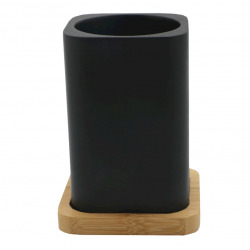  Hombre Gobelet en polyrésine et bois de bambou, Noir (HOM27)