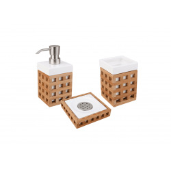  Libra Porte-brosse à dents en céramique et bois de bambou au design carré, Blanc (LIB27)