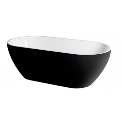 Reduta Baignoire îlot 170x80cm en marbre coulé, 351L avec double dossier, extérieur noir (72973)