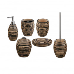  Soreta Distributeur de savon en polyrésine, style bois, Marron (SOR99)