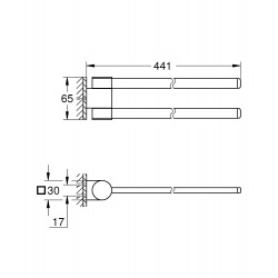 Selection Barre porte-serviettes pivotable en métal avec fixations cachées, Chrome (41063000)
