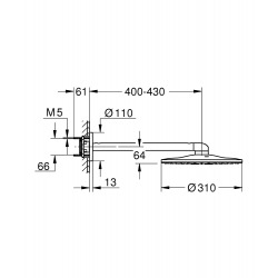 Rainshower Smartactive 310 Set douche de tête 2 jets et bras 430mm, Hard Graphite brossé (26475AL0)  Rainshower Smartactive 310 Set douche de tête 2 jets et bras 430mm, Hard Graphite brossé (26475AL0)
