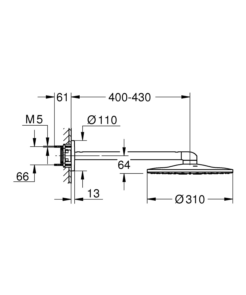 Grohe Rainshower Smartactive 130 Douchette 3 jets, Hard graphite (26574A00)  - Livea Sanitaire