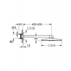  Rainshower Smartactive 310 Cube Set douche de tête 2 jets et bras 430mm, Supersteel (26479DC0)